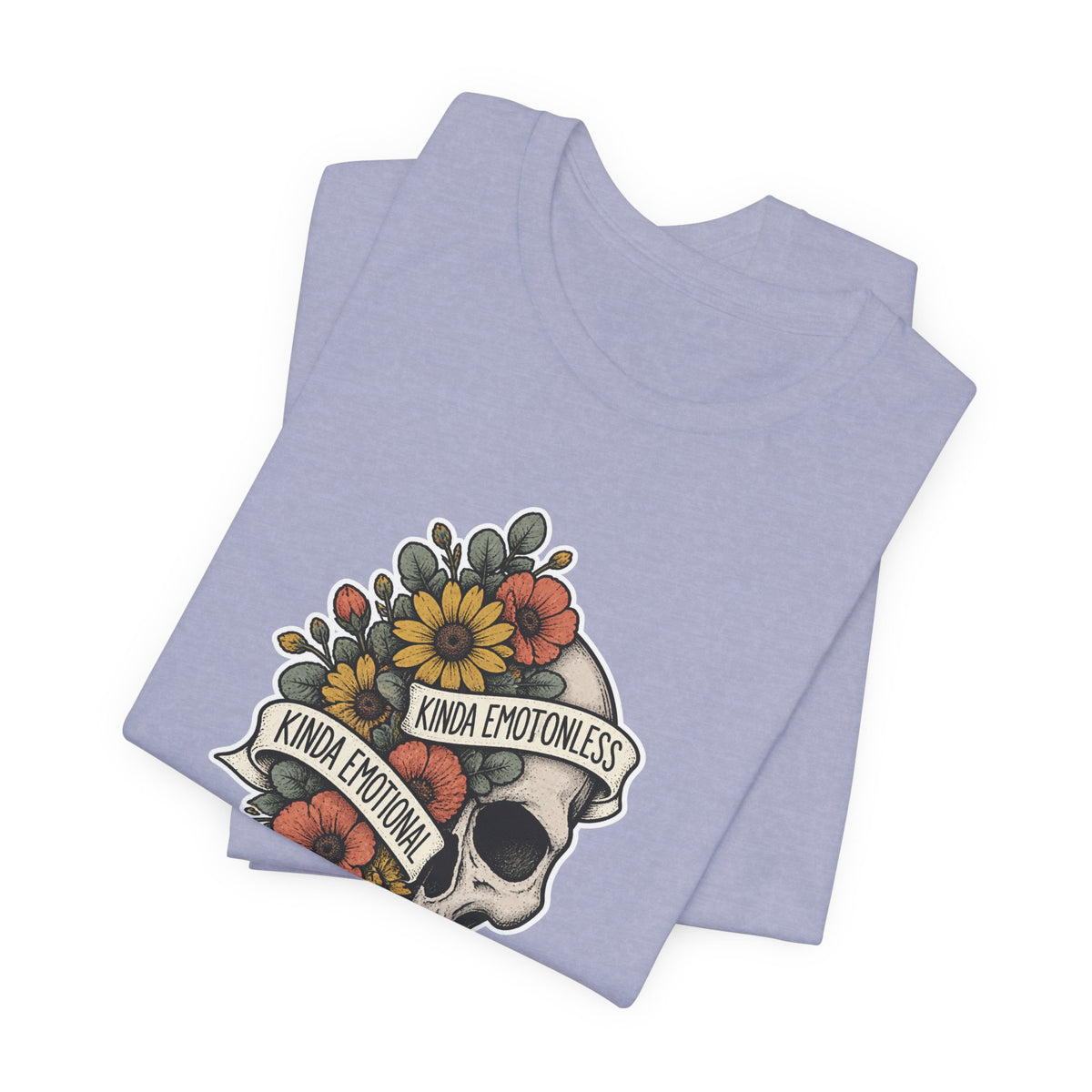 Kinda Emotionless Floral Skull - Mental Health Awareness T-Shirt Printify