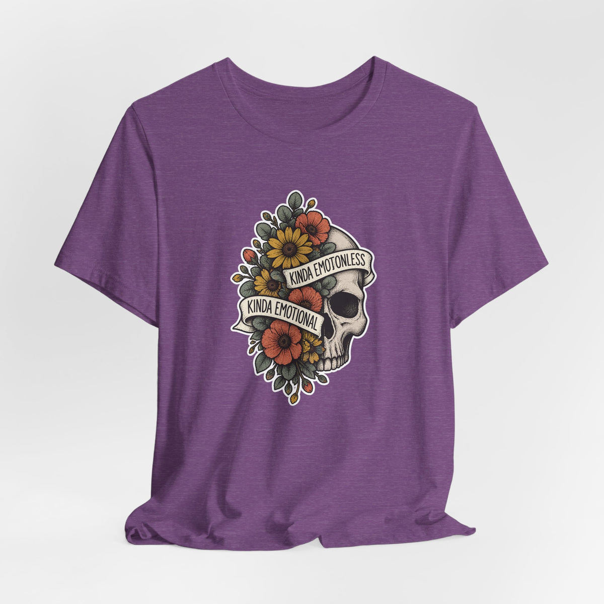 Kinda Emotionless Floral Skull - Mental Health Awareness T-Shirt Printify