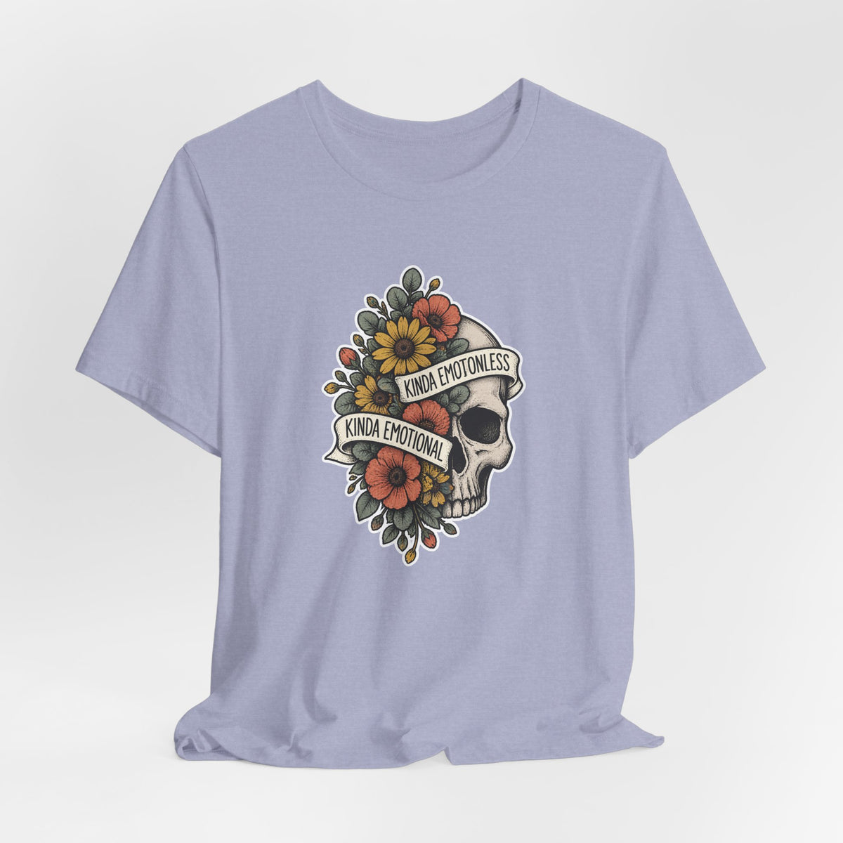 Kinda Emotionless Floral Skull - Mental Health Awareness T-Shirt Printify