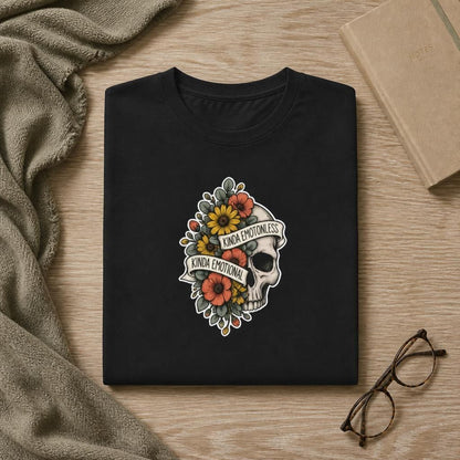 Kinda Emotionless Floral Skull - Mental Health Awareness T-Shirt Printify