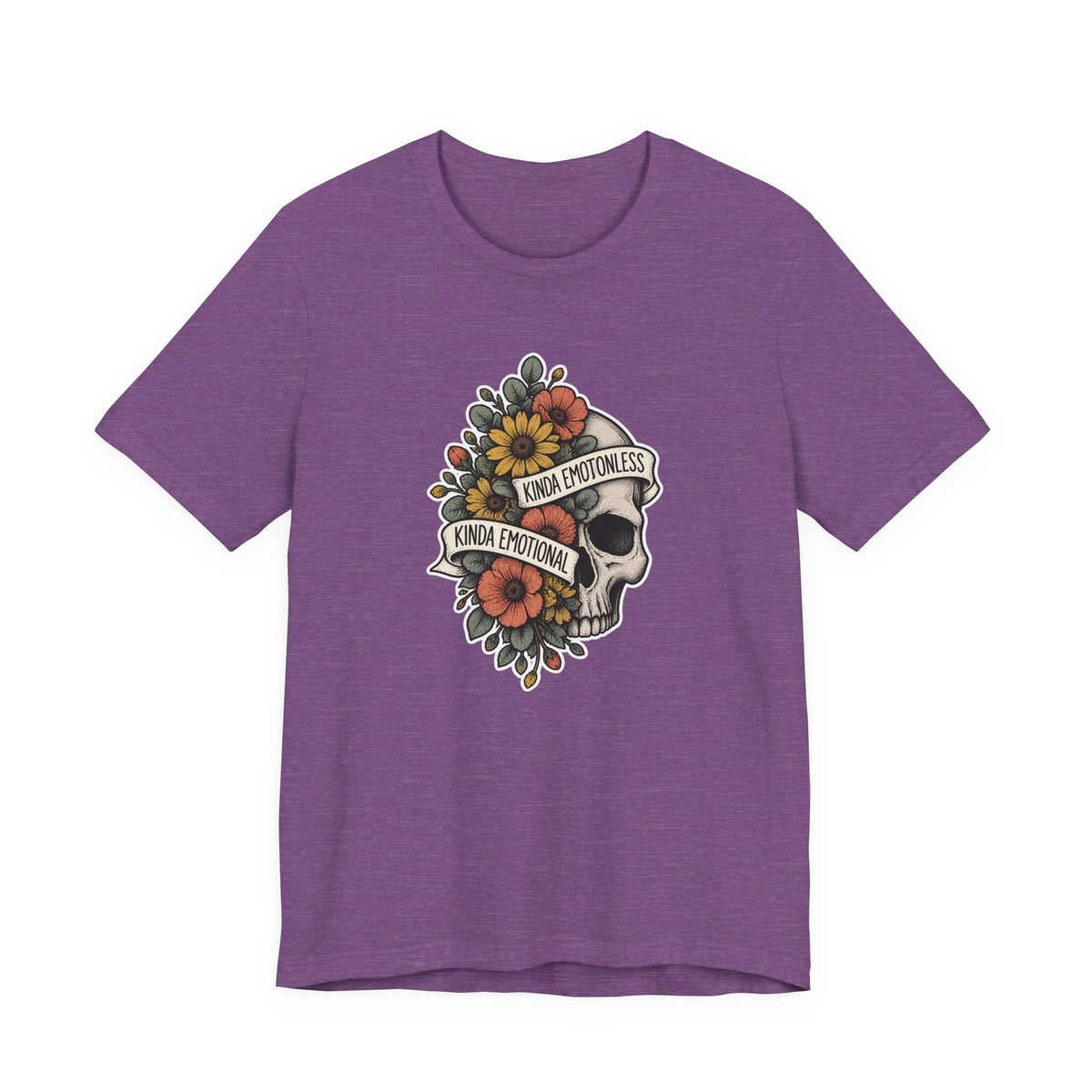Kinda Emotionless Floral Skull - Mental Health Awareness T-Shirt Printify