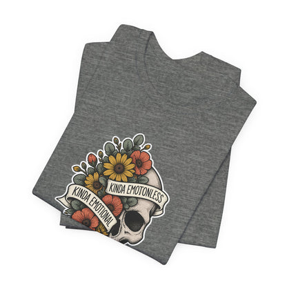 Kinda Emotionless Floral Skull - Mental Health Awareness T-Shirt Printify