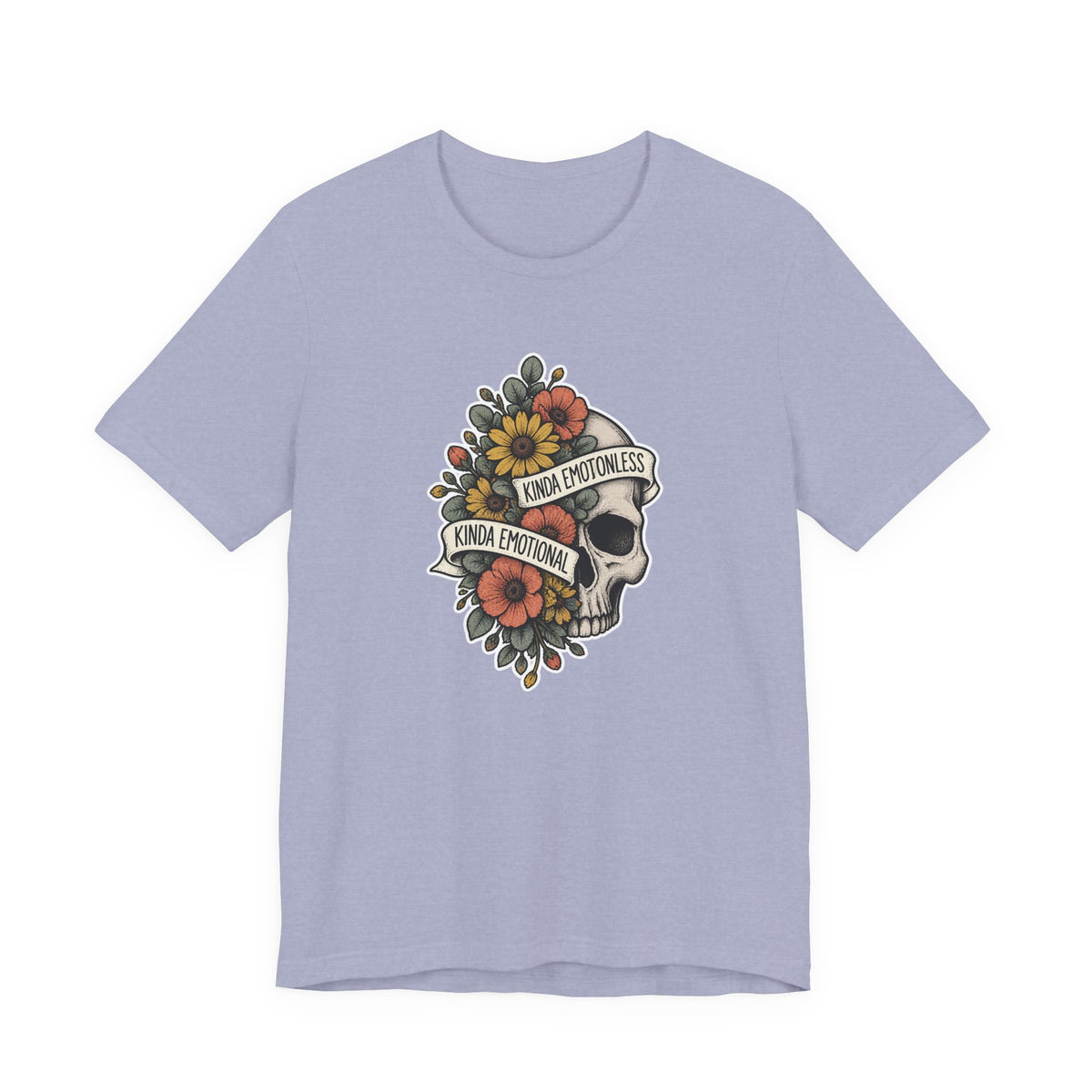 Kinda Emotionless Floral Skull - Mental Health Awareness T-Shirt Printify