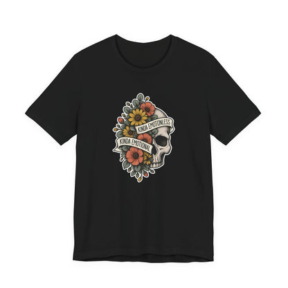 Kinda Emotionless Floral Skull - Mental Health Awareness T-Shirt Printify