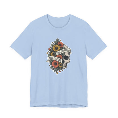 Kinda Emotionless Floral Skull - Mental Health Awareness T-Shirt Printify