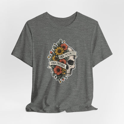 Kinda Emotionless Floral Skull - Mental Health Awareness T-Shirt Printify