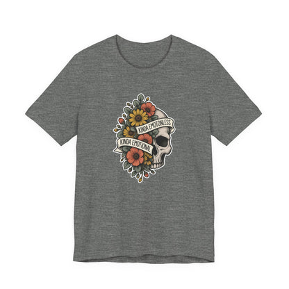 Kinda Emotionless Floral Skull - Mental Health Awareness T-Shirt Printify
